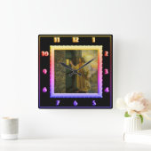 Jezus bij je regenboogklok vierkante klok (Huis)