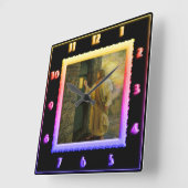 Jezus bij je regenboogklok vierkante klok (Hoek)