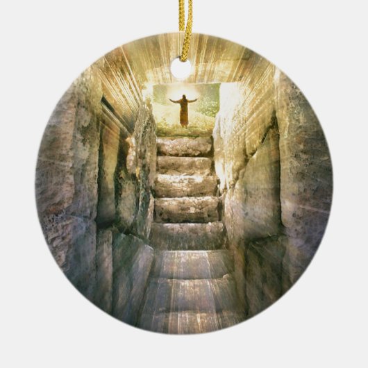 Jezus bij Legty Tomb Paasheropleving Keramisch Ornament (Voorkant)