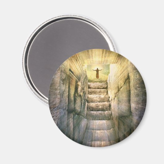 Jezus bij Legty Tomb Paasheropleving Magneet (Voorkant / Achterkant)