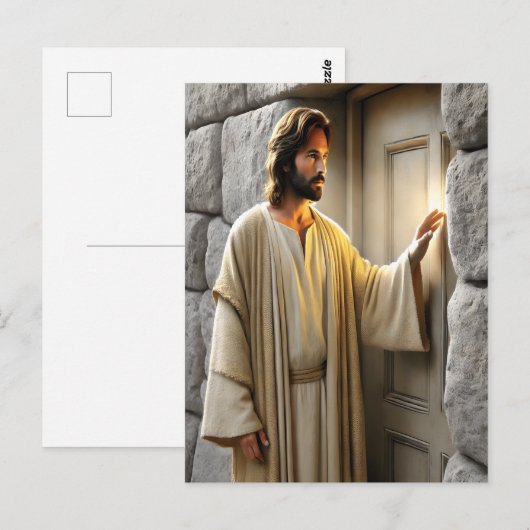 Jezus bij zonsopgang Antiek deur Briefkaart (Voorkant / Achterkant)