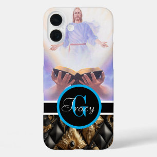 Jezus bijbel met de hand vastgehouden iPhone 16 plus hoesje