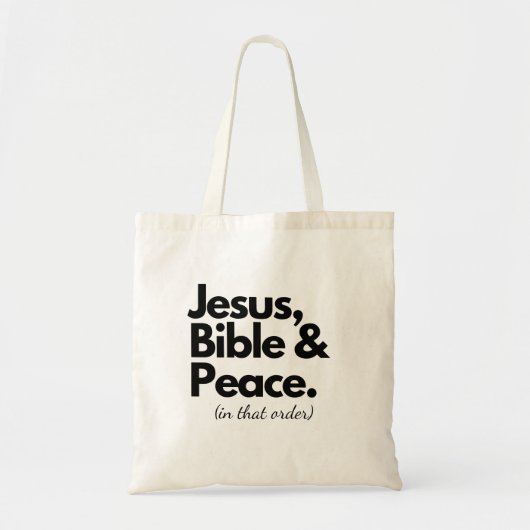 Jezus, Bijbel & Vrede Christelijk Tote Bag (Voorkant)