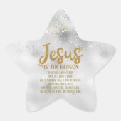 Jezus, Bijbelvers Vrolijk Kerstfeest Ster Sticker (Voorkant)