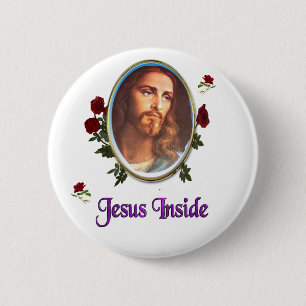 Jezus binnen ronde button 5,7 cm