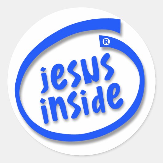Jezus Binnen Ronde Sticker (Voorkant)