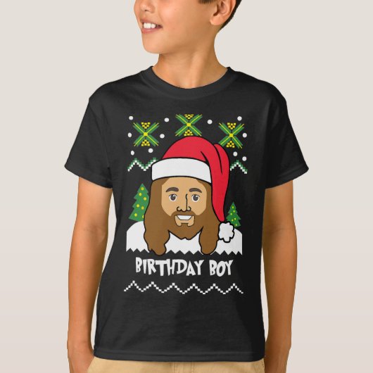Jezus Birthday Boy Ugly kerstStyle T-shirt (Voorkant)