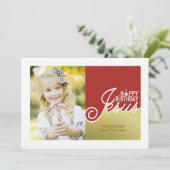 Jezus Birthday Religieuze kerstfoto Feestdagenkaart (Staand voorkant)