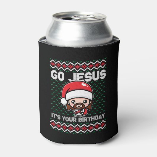 Jezus Birthday Team Jezus Kerstmis Blikjeskoeler (Blikje Voorkant)