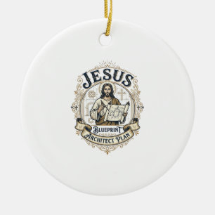 Jezus Blauwdruk Architect Plan Jezus Blauwdruk Boo Keramisch Ornament