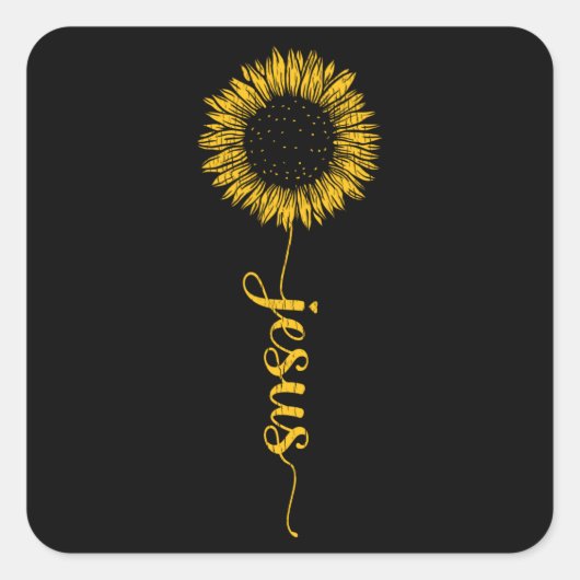 Jezus Blessed Thankful Christelijk Faith Sunflower Vierkante Sticker (Voorkant)