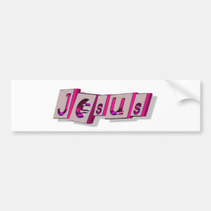 Jezus Bloc Fushia. Bumpersticker
