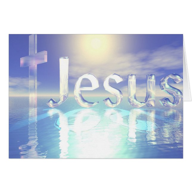 Jezus Blue Sky met Glass Cross (Voorkant Horizontaal)
