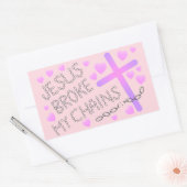 Jezus brak mijn kettingen roze kruis rechthoekige sticker (Envelop)