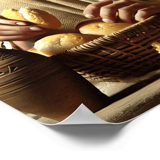 Jezus breekt brood in goddelijke vrede poster (Hoek)