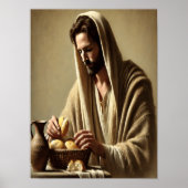 Jezus breekt brood in goddelijke vrede poster (Voorkant)