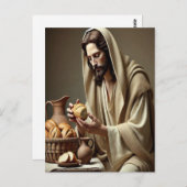 Jezus breekt brood met zachte genade briefkaart (Voorkant / Achterkant)