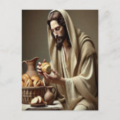 Jezus breekt brood met zachte genade briefkaart (Voorkant)
