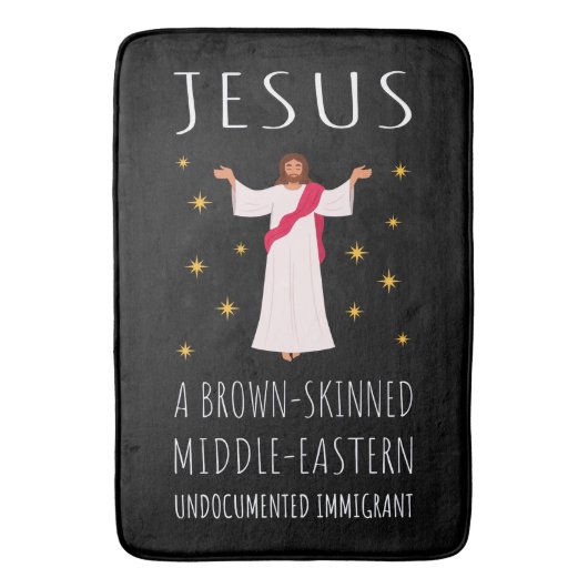 Jezus Bruine huid illegale immigrant I Badmat (Voorkant Verticaal)