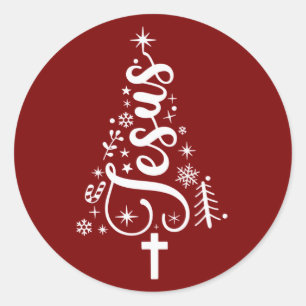 Jezus Christelijk Kerstmis Bijbelvers Geloof  Ronde Sticker
