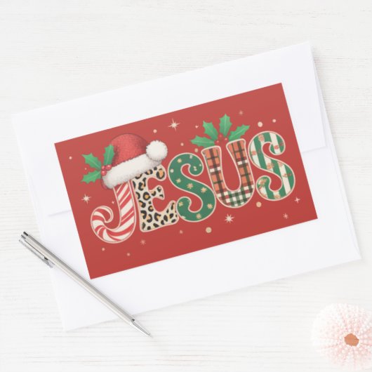 Jezus Christelijk Religieus Gezegde Geloof Bijbelv Rechthoekige Sticker (Envelop)