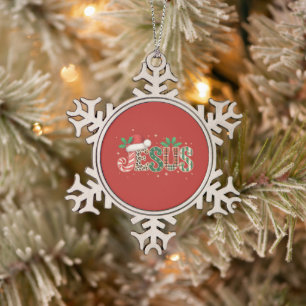 Jezus Christelijk Religieus Gezegde Geloof Bijbelv Tin Sneeuwvlok Ornament