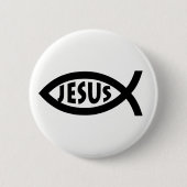 Jezus Christelijk vissymbool Ronde Button 5,7 Cm (Voorkant)