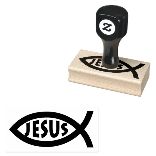 Jezus | Christelijk vissymbool Rubberstempel (Gestempeld)