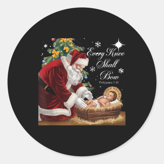 Jezus Christelijke kerstmis elke knie sh Ronde Sticker (Voorkant)