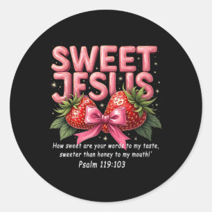 Jezus Christelijke lieve Jezus Psalm 119_103 Straw Ronde Sticker