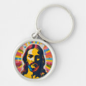 Jezus Christelijke Pop Kunst Sleutelhanger (Voorkant)