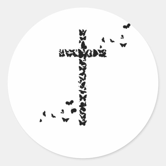 Jezus Christenen Christendom Vlinders Kruis Ronde Sticker (Voorkant)