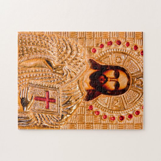 Jezus christt gouden icoon legpuzzel (Horizontaal)