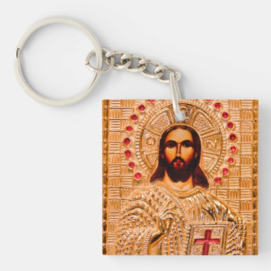 Jezus christt gouden icoon sleutelhanger (voorkant)