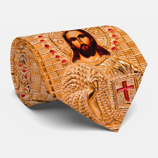 Jezus christt gouden icoon stropdas (Opgerold)