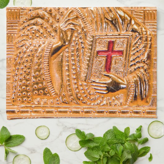 Jezus christt gouden icoon theedoek (Gevouwen)