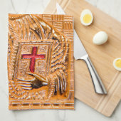 Jezus christt gouden icoon theedoek (Quarter Fold)