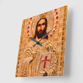 Jezus christt gouden icoon vierkante klok (Hoek)