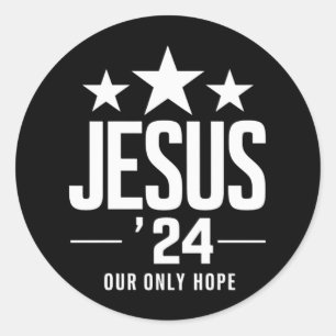 Jezus Christus 2024 President USA Verkiezing Polit Ronde Sticker
