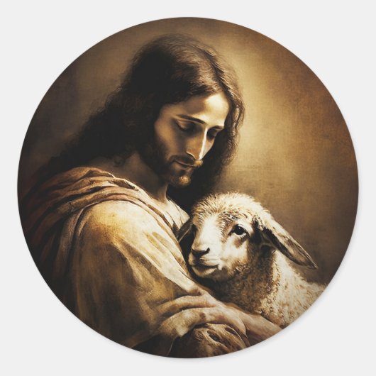 Jezus Christus als het lam van God Ronde Sticker (Voorkant)
