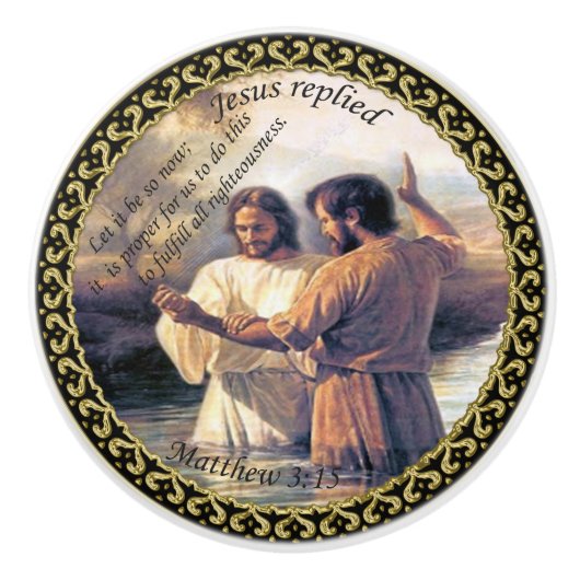 Jezus Christus Baptisme afbeelding één Keramische Knop (Voorkant)