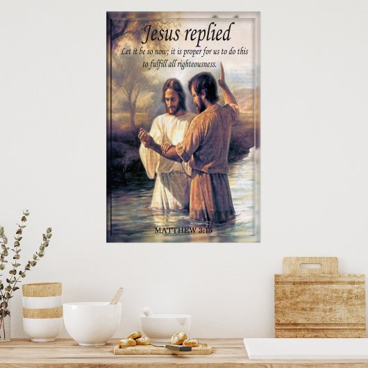 Jezus Christus Baptisme afbeelding één Poster (Keuken)