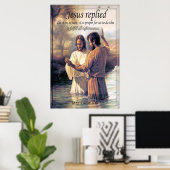 Jezus Christus Baptisme afbeelding één Poster (Thuiskantoor)