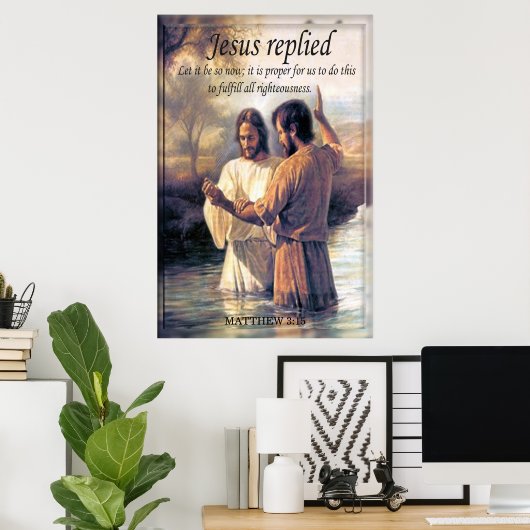 Jezus Christus Baptisme afbeelding één Poster (Thuiskantoor)