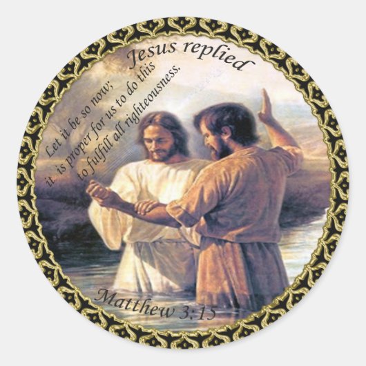 Jezus Christus Baptisme afbeelding één Ronde Sticker (Voorkant)