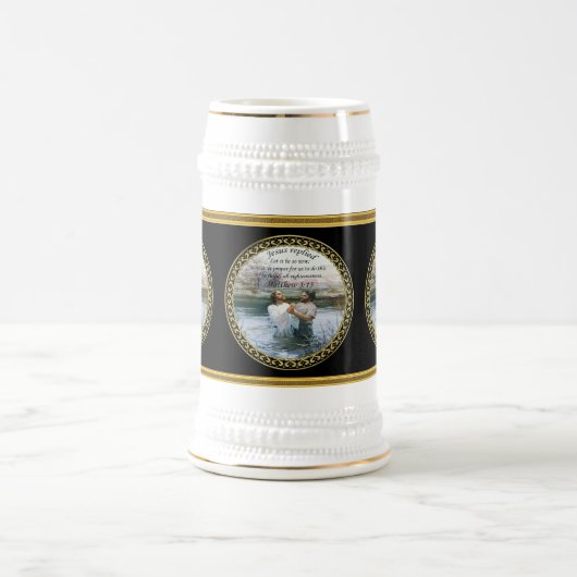 Jezus Christus Baptisme afbeelding twee Bierpul (Center)