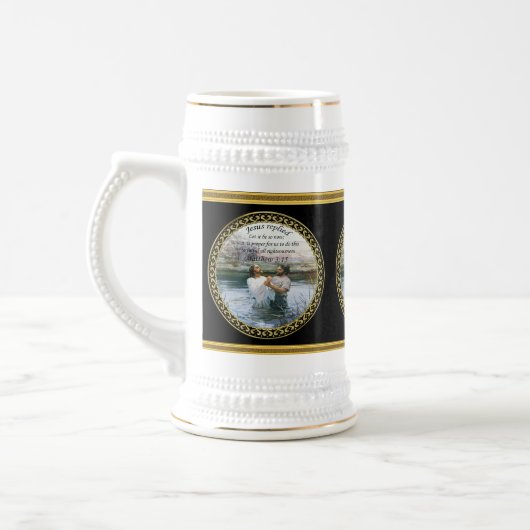 Jezus Christus Baptisme afbeelding twee Bierpul (Links)