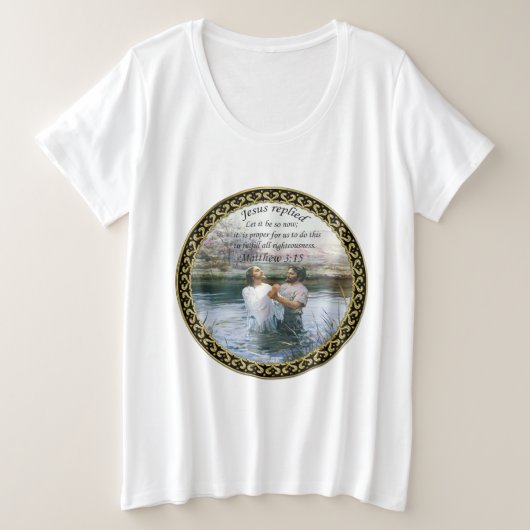 Jezus Christus Baptisme afbeelding twee Grote Maat T-shirt (Design voorkant)