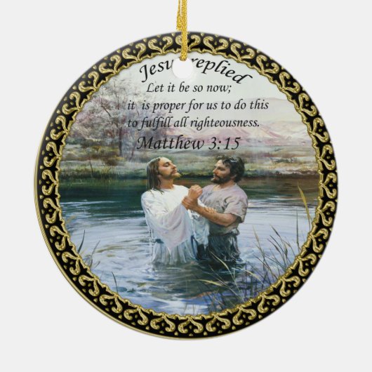 Jezus Christus Baptisme afbeelding twee Keramisch Ornament (Achterkant)