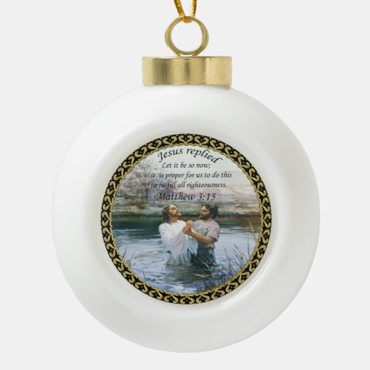 Jezus Christus Baptisme afbeelding twee Keramische Bal Ornament (Voorkant)